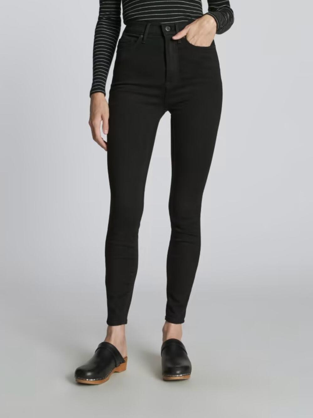 NWT Everlane Womens The Way High Skinny Jeans Black 23 Crop Minimalist Grunge